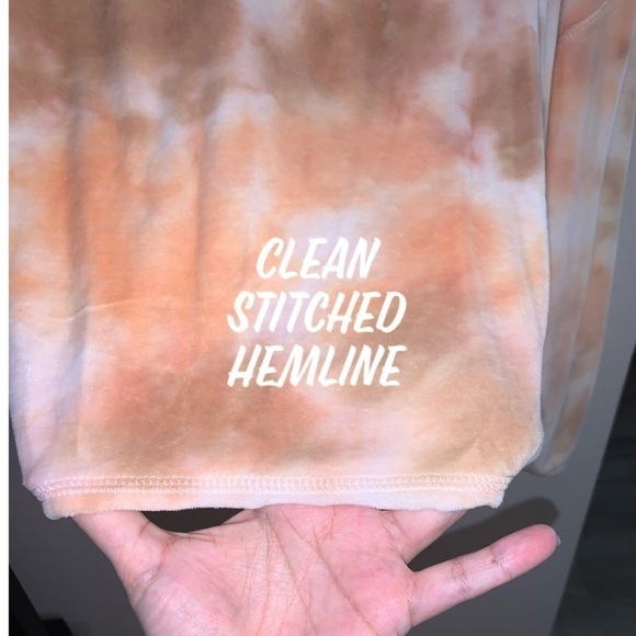 White/peach & Brown Tie Dye V-Neck Crop Top - Picture 11 of 13